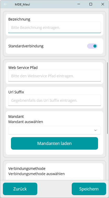 Verbindungseinrichtung - Neue Verbindung erstellen