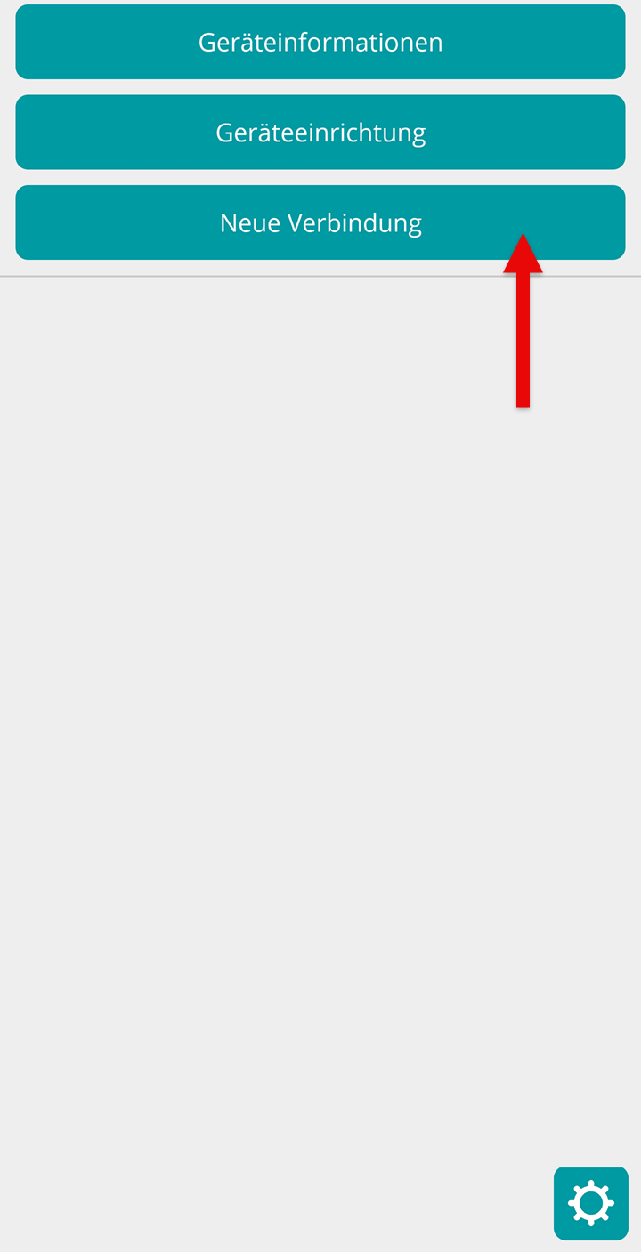 Hauptmenü im Admin-Modus mit Button 'Neue Verbindung'