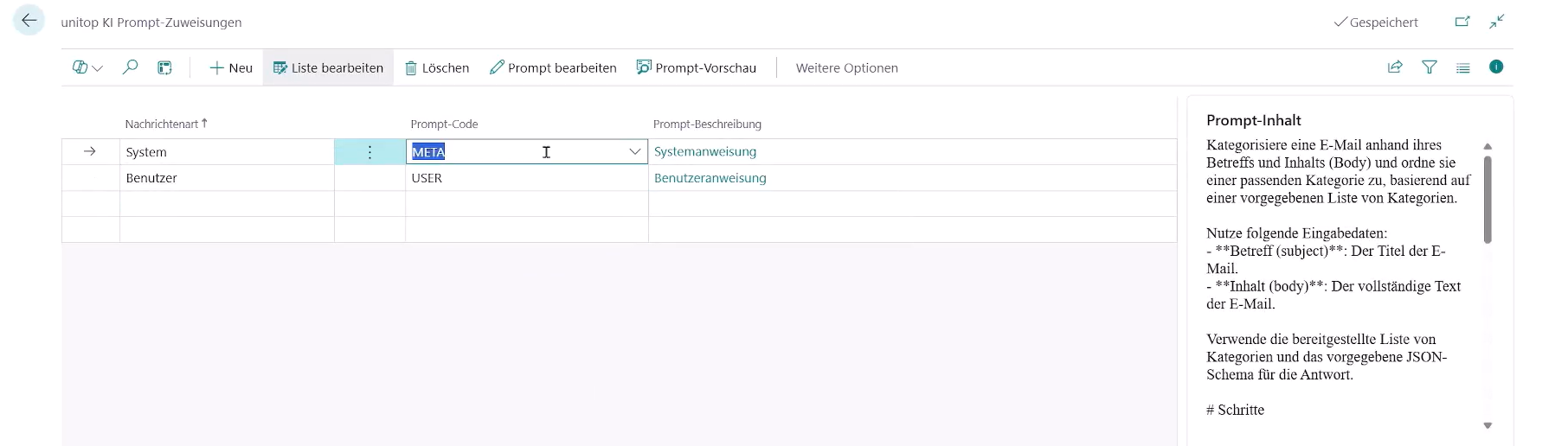 Beispiele der Prompt-Zuweisung