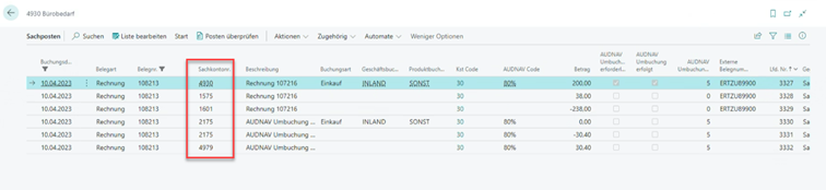 Buchungen auf abweichendes Aufwandskonto