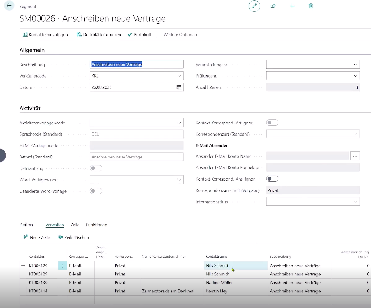Finales Segment unetr Berücksichtigung der zuvor gefilterten Kriterien