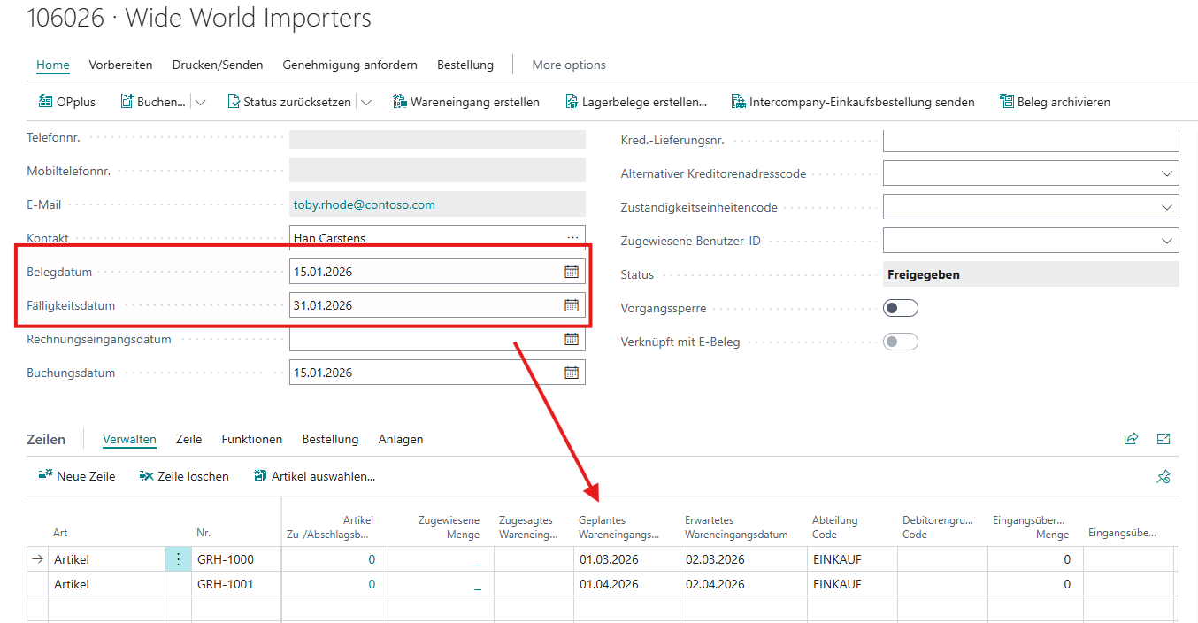 Berechnung der Fälligkeiten