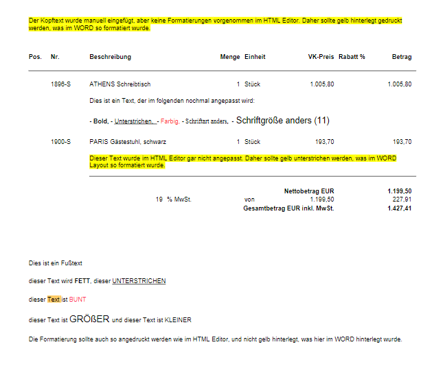 Beispiel Word-Standardformat aus BC-Einrichtung