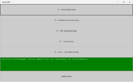 MDE-Dialog: Erste Auswahl