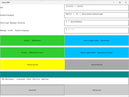 Ergebnis am MDE-Gerät weitere Menüseiten