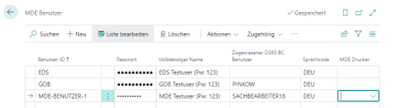 MDE Benutzer in BC, gefüllte Datensätze