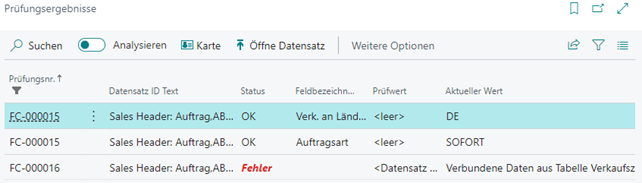 Feldprüfung Auftrag Prüfungsergebnisse