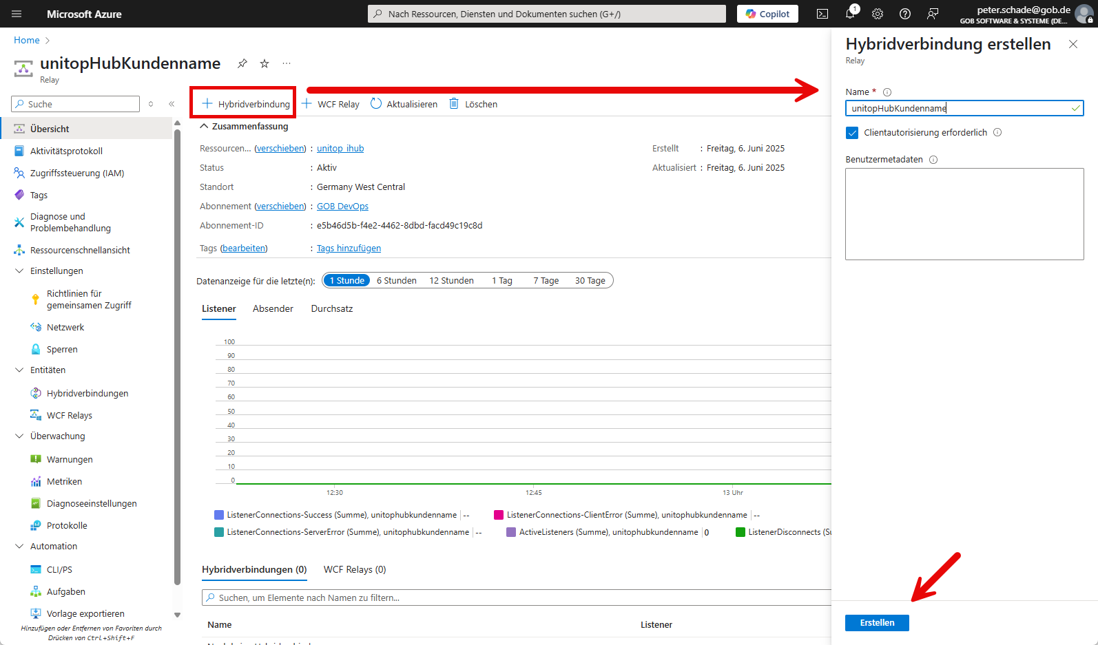 Hybridverbindung erstellen