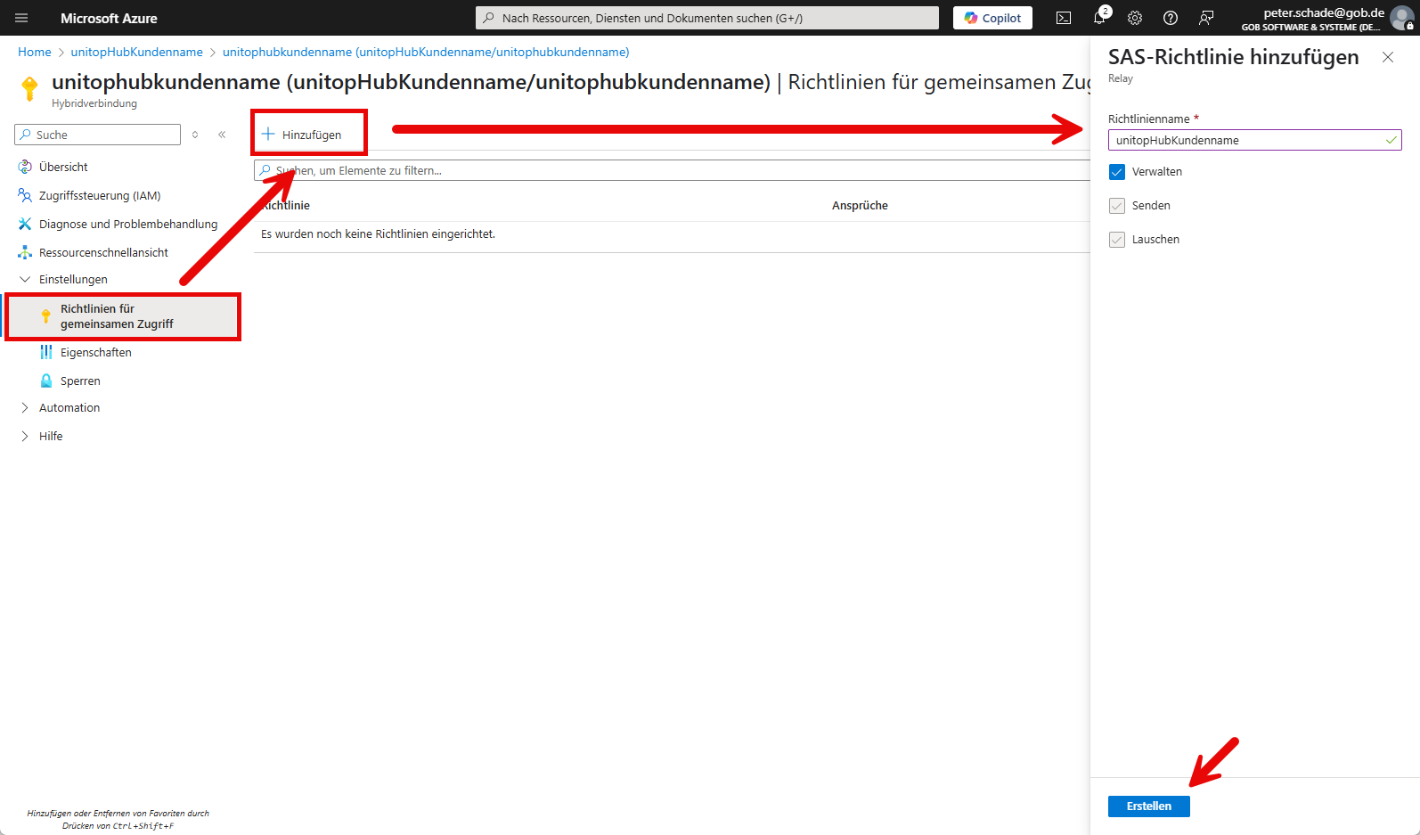 Anmeldeinformationen erstellen