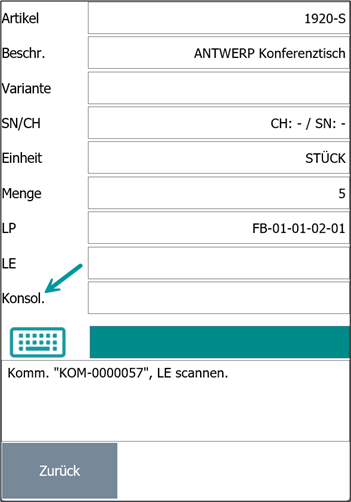 MDE-Dialogfenster: Konsolidierung scannen