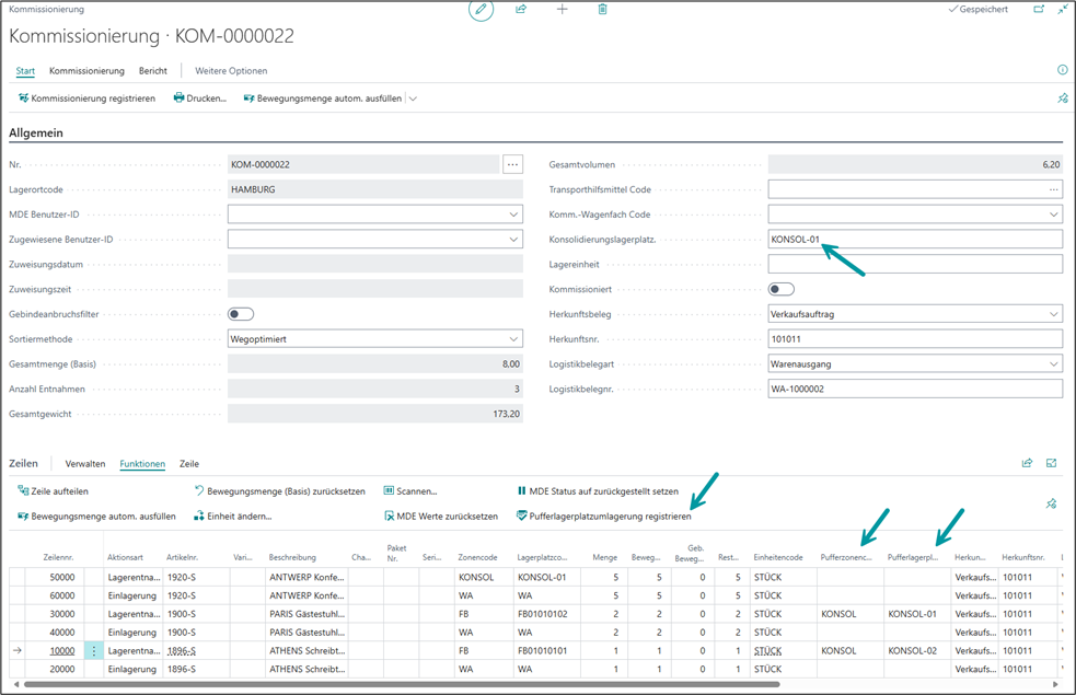 Fertigstellung Eingabe und Registrierung der Pufferlagerplätze - Karte