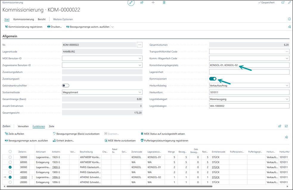 Fertigstellung Eingabe und Registrierung der Pufferlagerplätze - Liste
