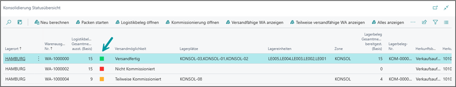 Beispiel Konsolidierung Statusübersicht 2