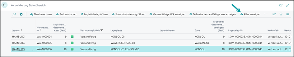 Konsolidierung Statusübersicht