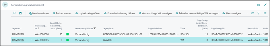 Beispiel Konsolidierung Statusübersicht 3