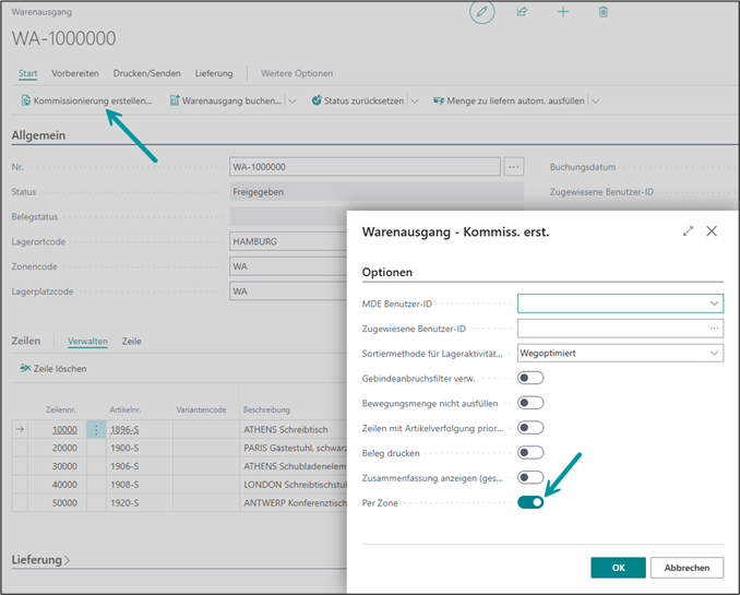 Wizzard mit aktiver Option = "Per Zone"