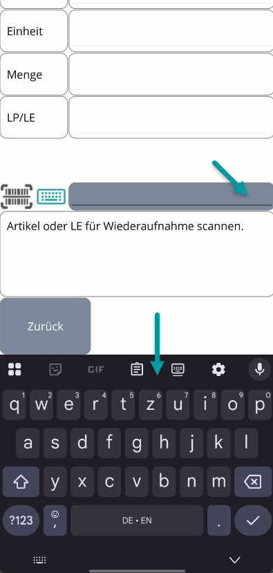 MDE 5 MAUI: Scan-Schritt mit Text-Tastatur – Keyboard wurde automatisch zurückgestellt