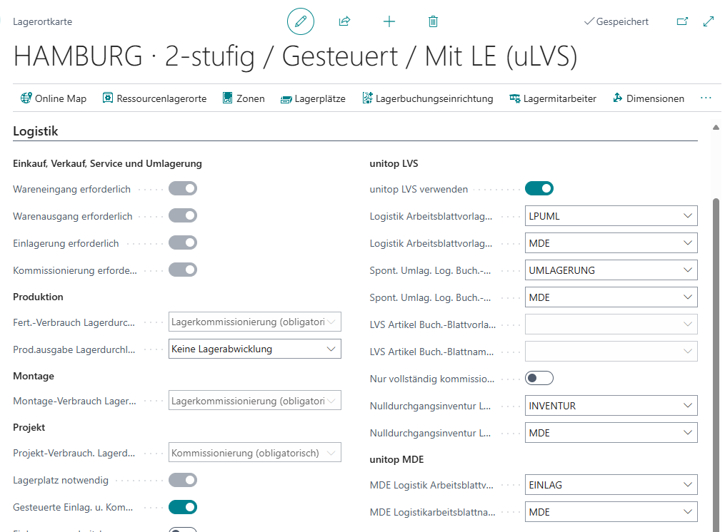 Zugriff auf die Verpackung Einrichtung über die Suche in Business Central