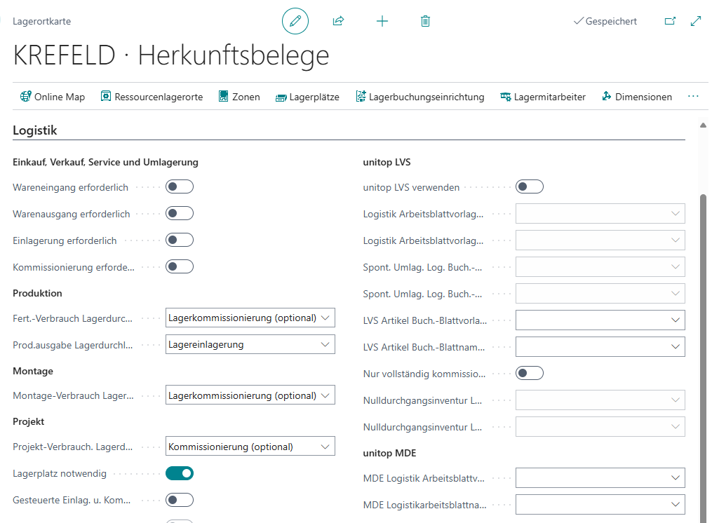 Verkaufsauftrag im Lagerort Krefeld ohne Lagerlogistik