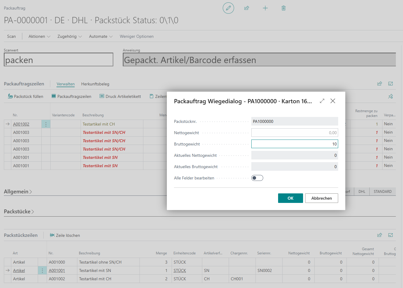 Erneute Verarbeitung von zurückgesetzten Artikeln mit Artikelverfolgung
