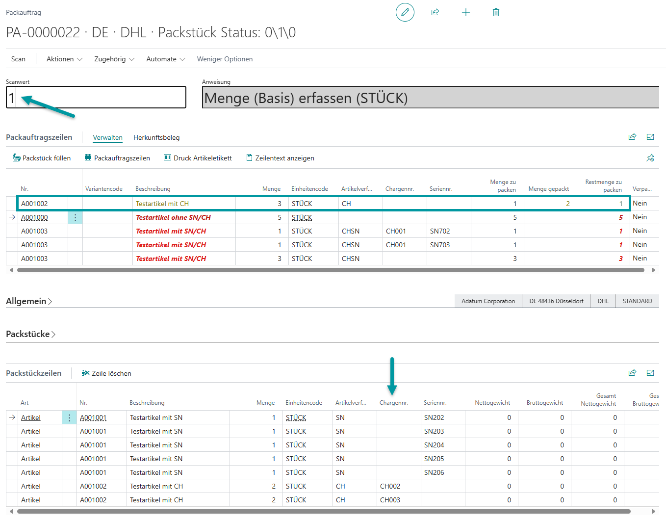 Abschluss des Packprozesses und Vorbereitung zur Buchung des Packauftrags