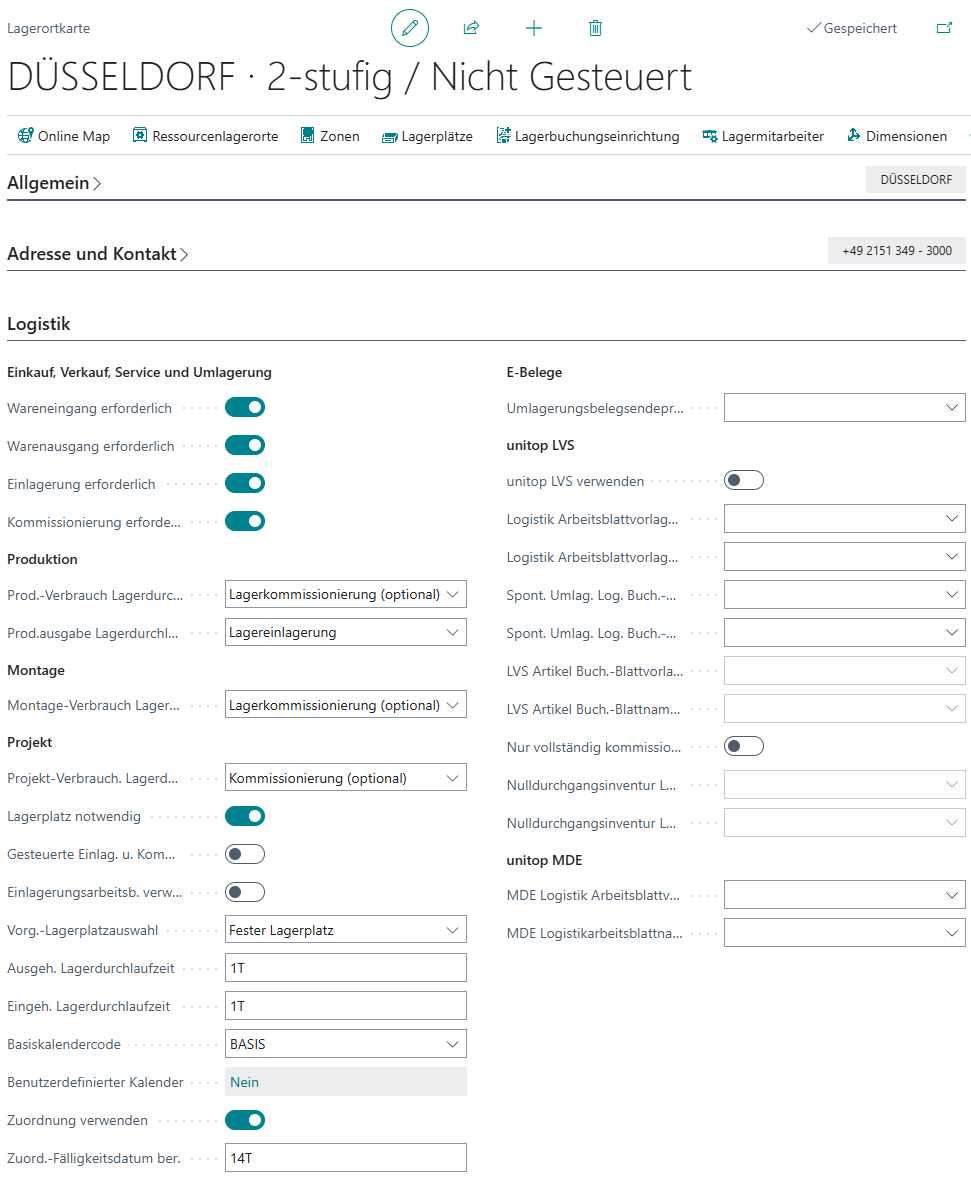 Einrichtung Lagerort Düsseldorf