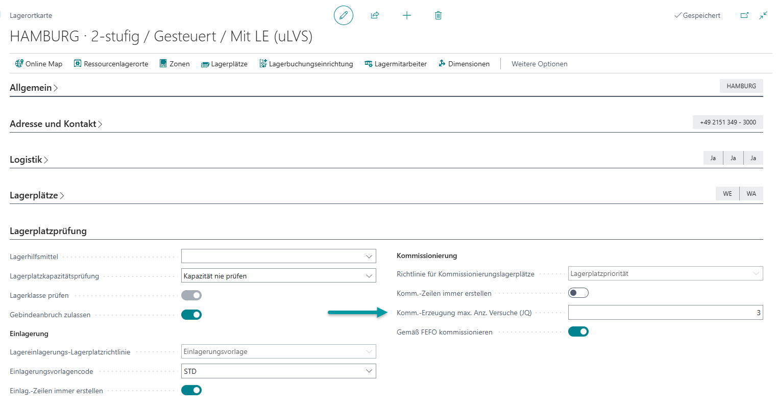 Feld Komm.-Erzeugung max. Anz. Versuche (JQ) im Lagerort