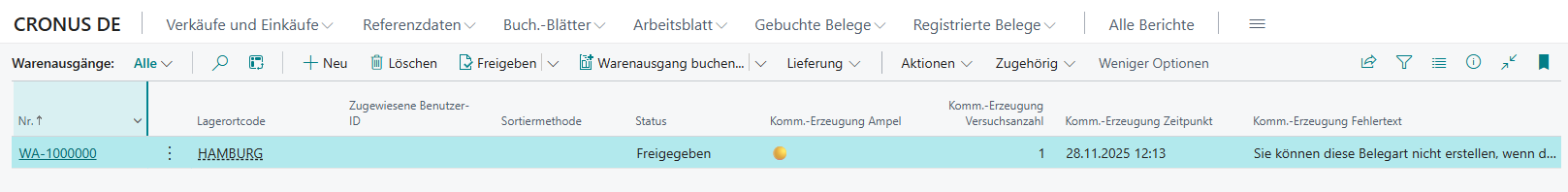 Gesperrter Debitor - Fehlermeldung im Warenausgang