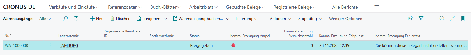 Gesperrter Debitor - Fehlerdetails im Warenausgang