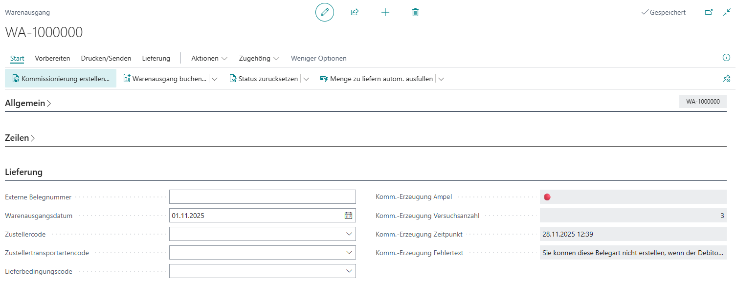 Gesperrter Debitor - Ampelstatus im Warenausgang