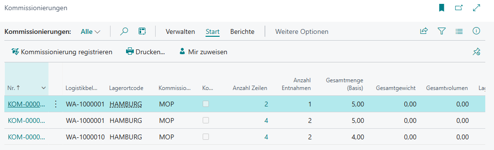 Kommissionierungsbeleg Beispiel 3: Alle Warenausgänge mit mehreren Quell-Lagerplätzen automatisch verarbeitet