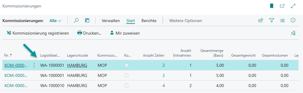 Ergebnis Beispiel 1: Beide Warenausgänge wurden automatisch durch die Aufgabenwarteschlange in Logistikbelege überführt