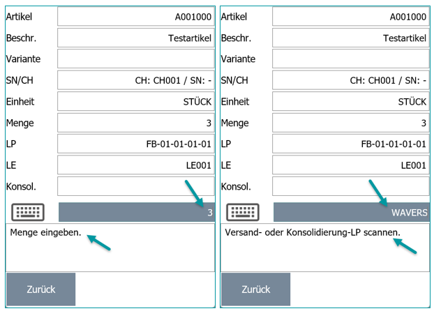 Testfall Kein Artikelscan - Schritt 2
