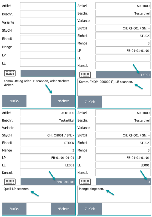 Testfall Nur Quell-LP und Menge - Schritt 1