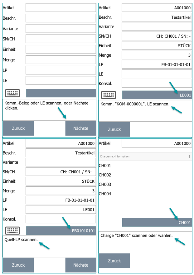 Testfall Quell-LP und Artikelverfolgung - Schritt 1