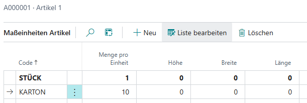 Mengeneinheiten mit Gebindeanbruch Beispiel 5: Benötigte Menge erfordert Anbruch einer Verpackungseinheit