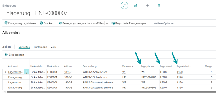 Ergebnis in Einlagerungsbeispiel Nummer 07