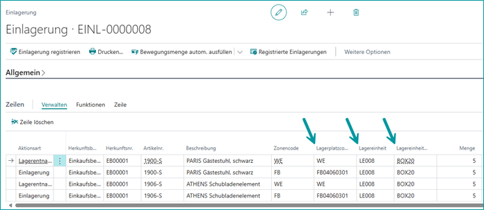 Ergebnis in Einlagerungsbeispiel Nummer 08