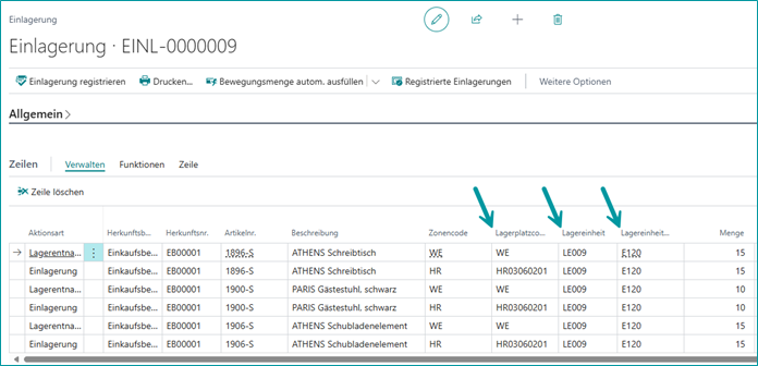 Ergebnis in Einlagerungsbeispiel Nummer 09