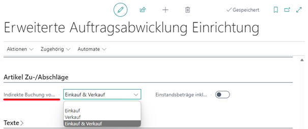 Erw. Auftragsabwicklung Einrichtung