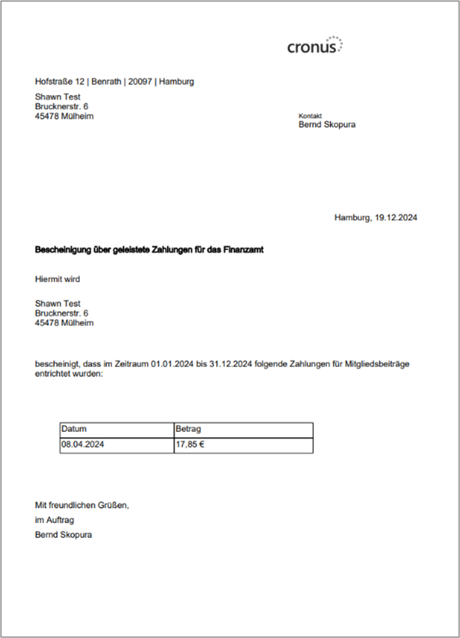 Beitragsbescheinigung