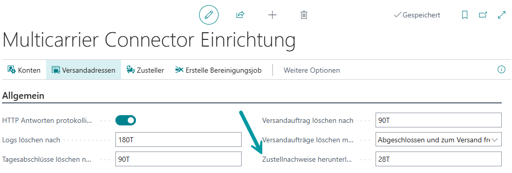 Multicarrier Connector Einrichtung