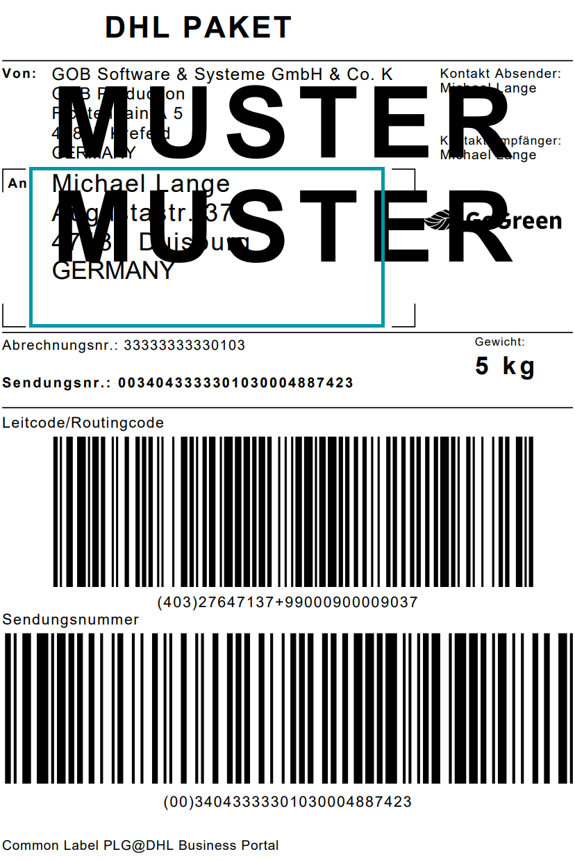 DHL Muster-Etikett