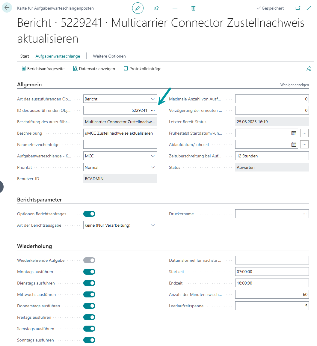 Beispiel Aufgabenwarteschlangenposten