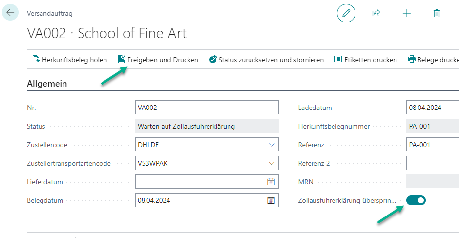 Zollabwicklung Möglichkeit 1