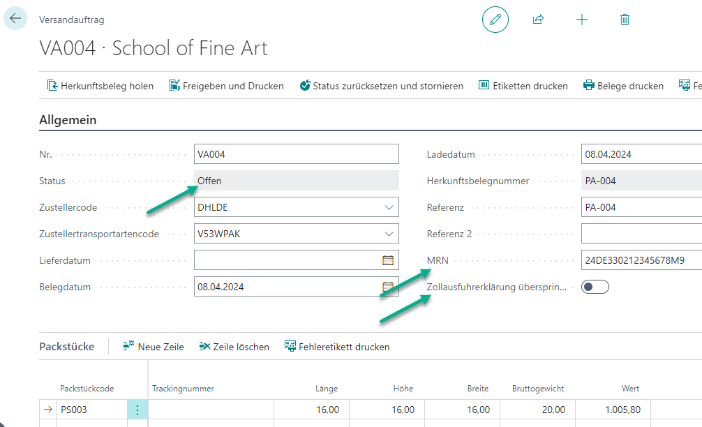 Zollabwicklung Möglichkeit 1