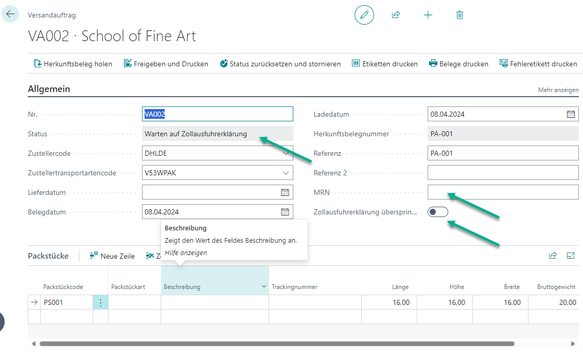 Automatischer Versandauftrag