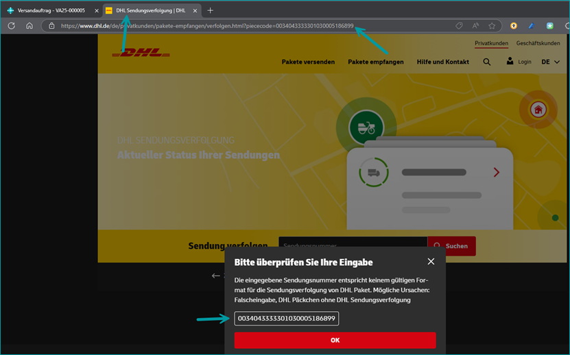 Falscher Tracking-Link