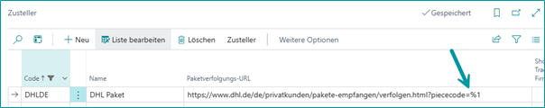 Falscher Tracking-Link: Feld Paketverfolgungs-URL
