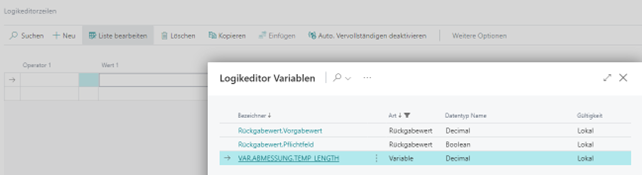 Logikeditor Variablen